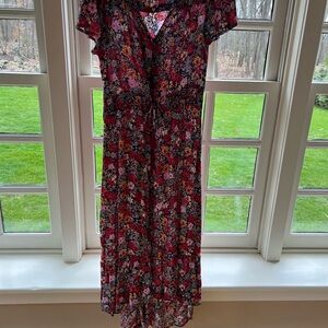 Floral Maxi Dress in Red and Black